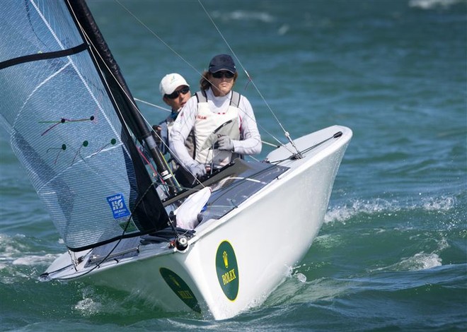 Daniel Fitzgibbon and Liesl Tesch (AUS) in SKUD-18 - Miami OCR 2012 &copy;  Rolex/Daniel Forster http://www.regattanews.com